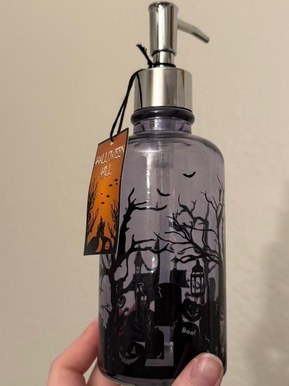 Halloween Themed Purple Glass Soap Dispenser